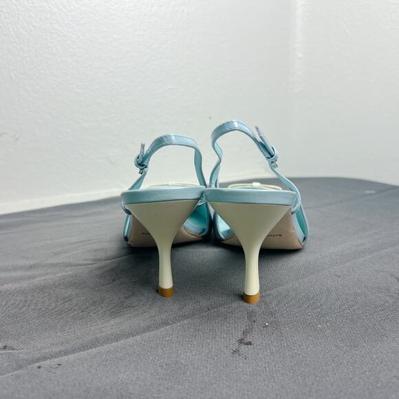 Reformation Noreen Aqua Patent Slingback Heels Sz 9.5 - Picture 3 of 7